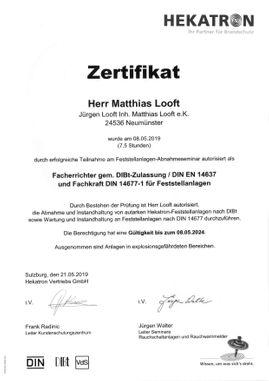 Jürgen Looft Elektromeister in Neumünster Zertifikat